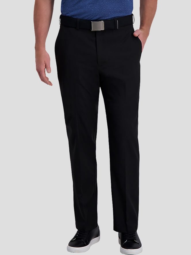 TMW_235U_02_HAGGAR_CASUAL_PANTS_BLACK_SOLID_MAIN