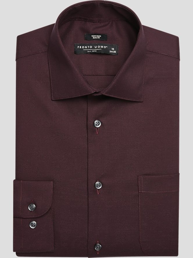 TMW_5GDD_11_PRONTO_UOMO_DRESS_SHIRTS_BURGUNDY_SOLID_MAIN